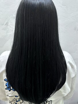 シュリット 溝の口(schritt) ネイビーブルーブリーチなしカラー艶ロング　溝口小野