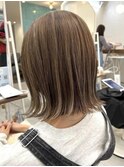 くびれボブ◎細めハイライト◎髪質改善/外ハネボブ◎３Ｄカラー