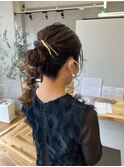 ハイライトカラーゴールドピン×くるりんアレンジ