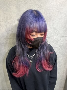 トーキョー オタクヘアー(TOKYO OTAKU HAIR) ブルーシルバー　ロングウルフ　デザインカラー　推しカラー