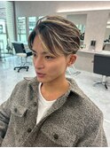 フェザーショートアップバングセンターパートメンズハイライト