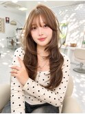 倉敷レイヤーカット20代30代オリーブベージュカラー顔周りカット