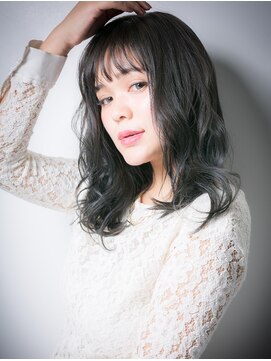 カバーヘア イヴ 戸頭店(COVER HAIR EVE) 重軽MIXルーズな黒髪無造作カール小顔セミディw戸頭20代30代40代