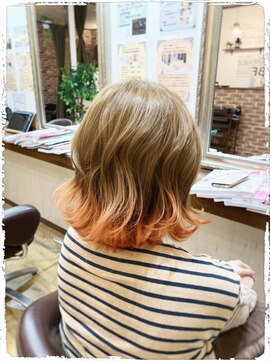 リン ヘアファクトリー アンド アイラッシュサロン(RIN) ハイトーンベージュ＋パステルオレンジグラデカラー