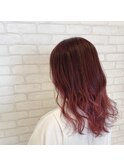 グラデーションカラー/レッドピンク/派手髪/ハイトーン/