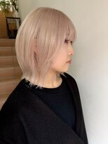 原宿ミルクティーベージュグレージュミディアムウルフレイヤー〇