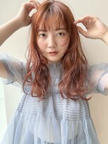 ディッセンバー 渋谷(December)&nbsp;オレンジベージュ/ケアブリーチ/顔まわりレイヤー/ワイドバング