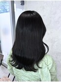 オリーブブラック系×ウェーブ巻き
