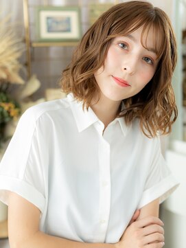 カバーヘア イヴ 戸頭店(COVER HAIR EVE) ゆるふわエアリーミディアム細めハイライトc7戸頭20代30代40代