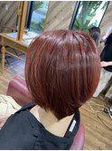 大人かわいいボブ エドルクオンカラー RED 艶カラー 艶髪