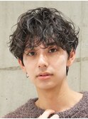心斎橋シャドウパーマメンズマッシュウルフカット波巻きパーマ