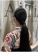 袴ヘアアレンジタイトローポニーテール