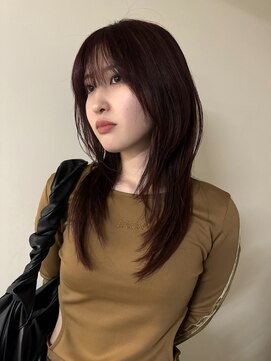 ノラ シブヤ(NORA) ハッシュカットレイヤーカットレッドブラウンロングレイヤー