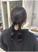タイトツイン編みおろしアレンジ