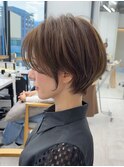 ショート/オリーブカラー/髪質改善/白髪ぼかし/小顔