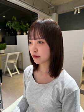 アム(amu) ミルクティーカラー/ボブレイヤー/レイヤーカット/透明感