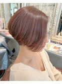 前下がりボブ×デザインハイライトカラーピンク