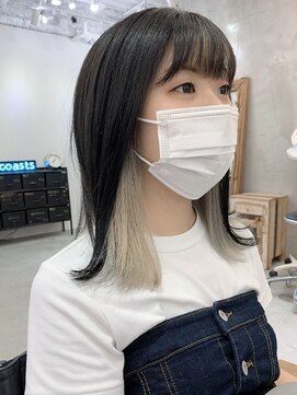 イコ 表参道原宿(ico) インナーカラー ホワイトベージュ [ブリーチ２回 ボブルフ］