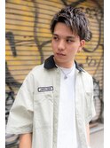 メンズビジネスツーブロックアップバング束感ショートマッシュ