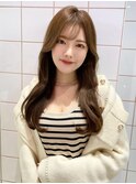 韓国風前髪/シルキーベージュ/グレージュカラー/斜めバング