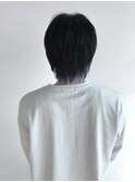 インナーカラーブルー/メンズカラー/メンズショート/暗髪