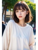 ライリー(riley) rileyワンカール外はねロブ×肌映えブラウンベージュ