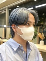 ミルクティーベージュダブルカラー韓国風メンズセンターパート