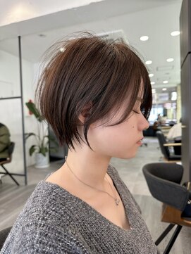 ビューエヒメ(VIEW EHIME) 小顔カットショートボブ大人可愛いアッシュオリーブ20代30代40代