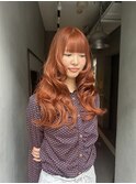 オレンジカラー　小顔　渋谷