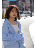 小顔ひし形 レイヤーカット 透明感カラー