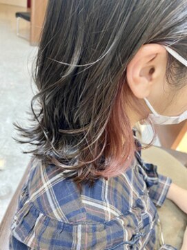 カプア 仙台駅前店(Kapua) ピアスカラー/くすみピンク/外ハネレイヤーボブ/透明感/10代20代