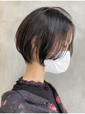 会社や学校でもok◎透明感ダークトーン 丸みショート 前髪なし