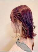 ピンクブラウンにインナーカラーの組み合わせ!