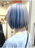 Gem Hair Studio 姉崎　ホワイトシルバー×アイスブルー