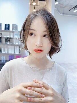 ファンナギンザ(FaNNa ginza) ブリーチなし透明感グレージュ大人ボブ/シースルーバング/前髪