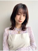 大人女子ミディアムレイヤー前髪あり面長絶壁エラ張り丸顔K1014