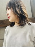 【MALUNA ヒマワリ】巻き髪風ミディアムパーマ×モカアッシュ