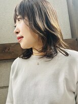 ヘアメイク マルナ 本店(HAIR MAKE MALUNA) 【MALUNA ヒマワリ】巻き髪風ミディアムパーマ×モカアッシュ