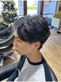 フェザーパーマ/メンズパーマ/センターパート