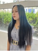 デザインカラー 黒髪エクステ 編み込みエクステ