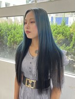ヘアー アレス(hair ales)&nbsp;デザインカラー 黒髪エクステ 編み込みエクステ