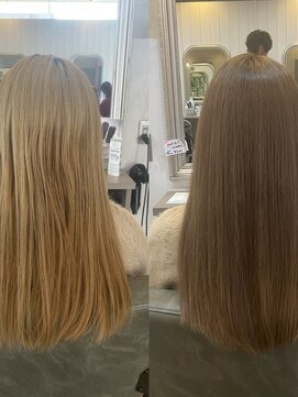 シェル 津山の手店(shel) 大人可愛い艶髪秋色カラーくすみベージュくびれロングレイヤー