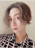 30代40代50代/前下がりショートボブ丸みショート/アースカラー