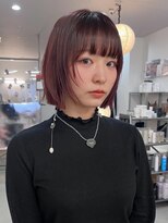 カルテ(QUARTE)&nbsp;ブリーチなしダブルカラー　ワインレッド　ボブ