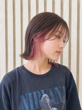 ネオリーブカップ 町田店(Neolive capu) インナーカラー/ピンクベージュ/レイヤーボブ/顔周りカット#