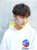 メンズマッシュツイストスパイラルパーマブリーチカラー