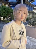 外ハネミディアム ミニボブ ブロンドヘア レイヤーボブ【Riku】