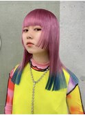 ピンク ブルー エンドカラー ブリーチ