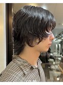wolf perm メンズパーマ　ウルフパーマ　顔まわりレイヤー