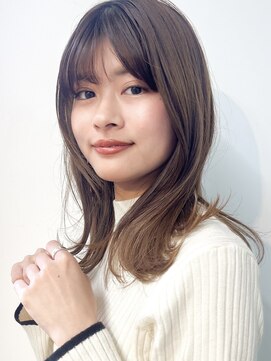 ユアーズヘア 神楽坂店(youres hair) サラ艶ミディアムレイヤーボブオリーブベージュダークアッシュ